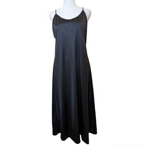 Vassarette Black Spaghetti Strap  Slip Maxi Dress Sz 38 / M